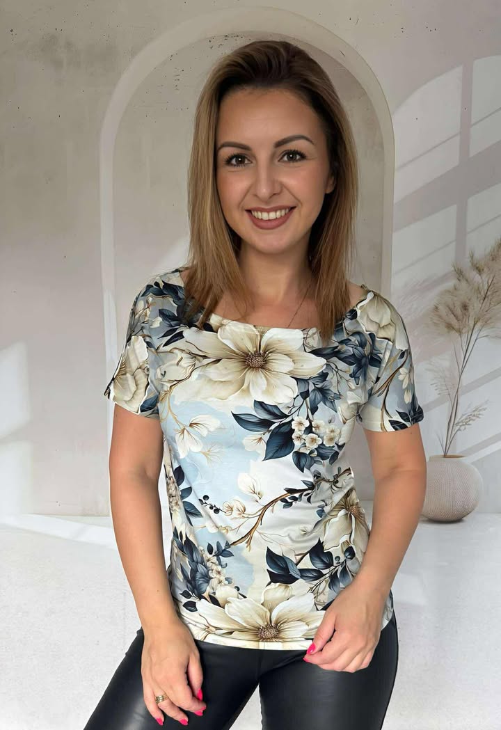 BLUZKA BASIC Z KRÓTKIM RĘKAWEM - obrazek 11